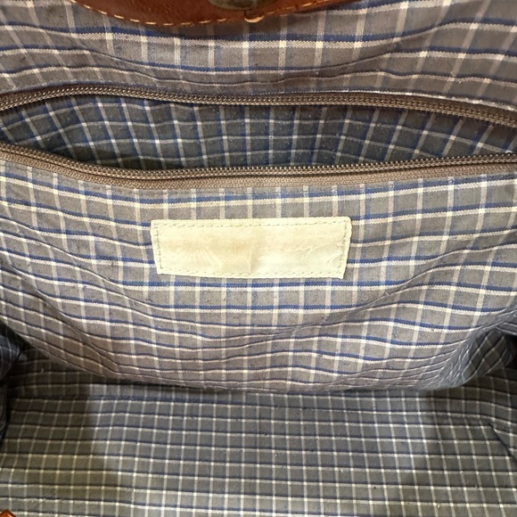 NOONDAY COLLECTION Genuine Goat Leather Tote in Tobacco with Blue Lining - Picture 12 of 13